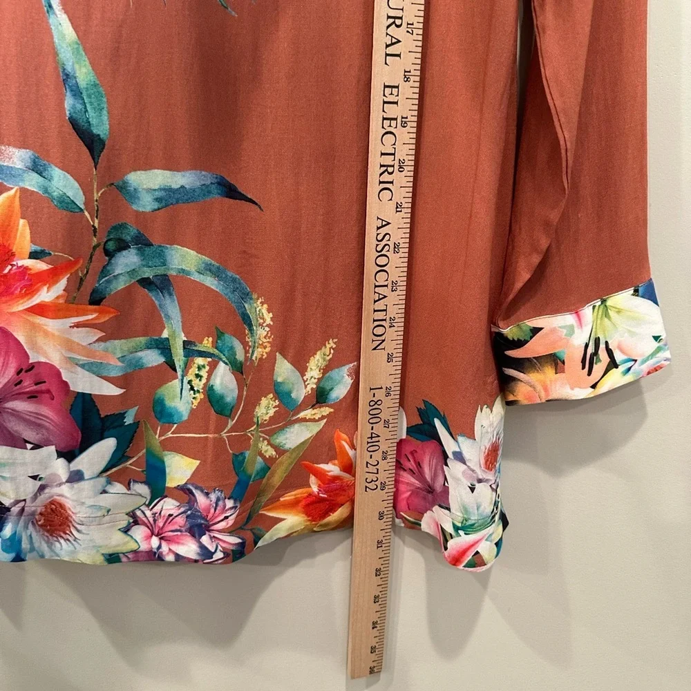 Soft Surroundings Multicolor Floral Blouse Top Tunic Tropical Resort Vacay Sz S - Picture 4 of 9